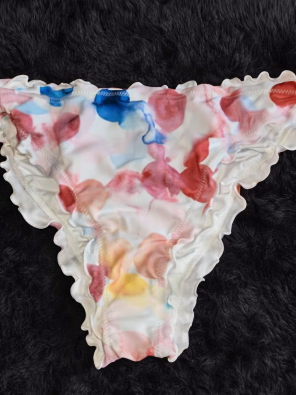 NEW XL Women's Bikini Bottom Pink White Ruffles Bathing Suit Swimwear Beach SEXY